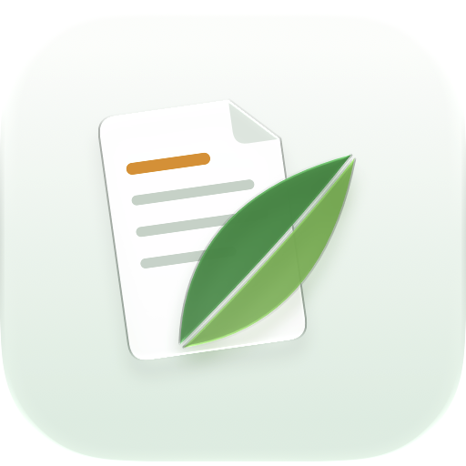 Triquid Notes app icon: a note with a green leaf.